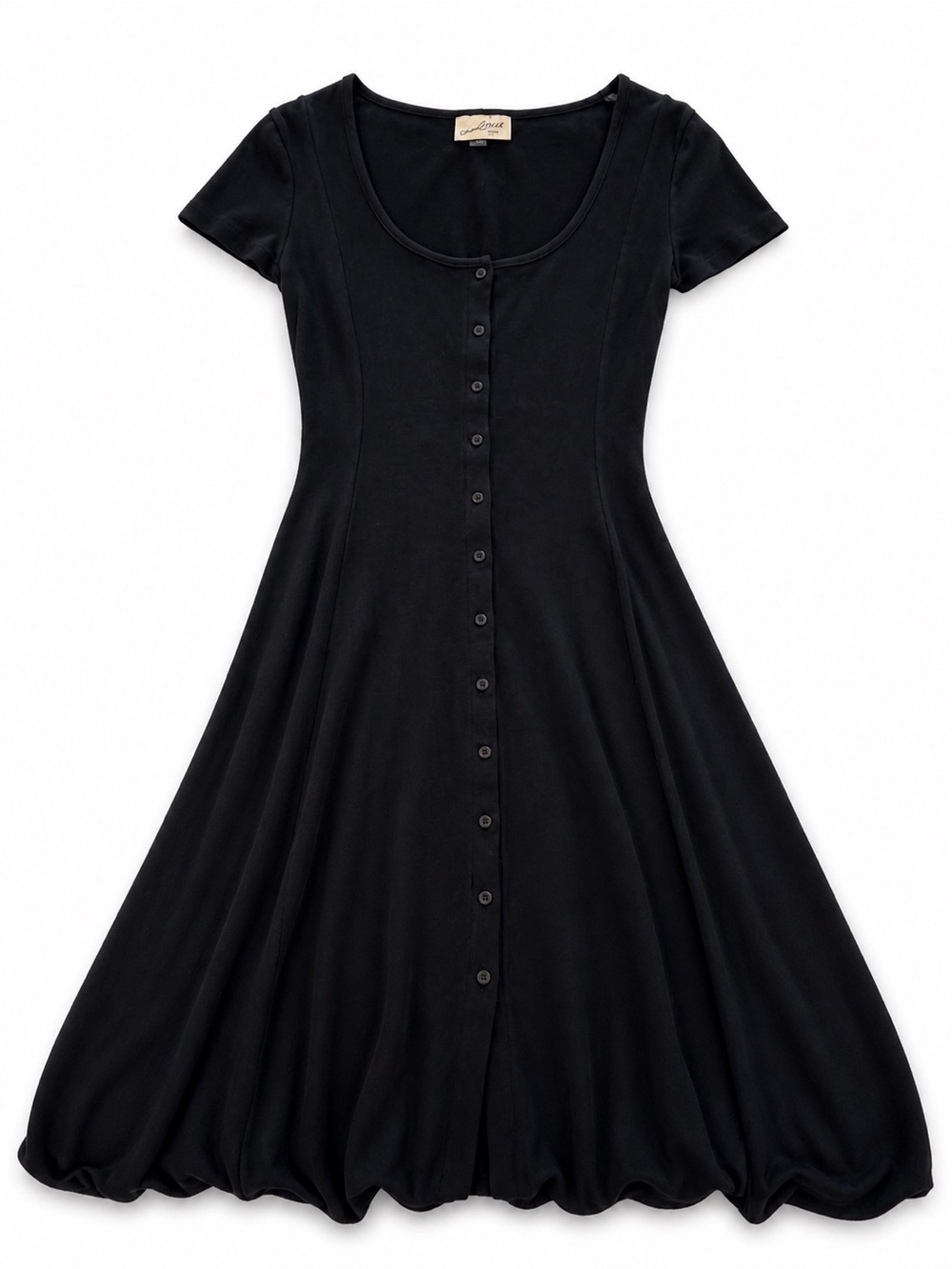 Universal Thread Black Scoop-Neck Button Midi Dress